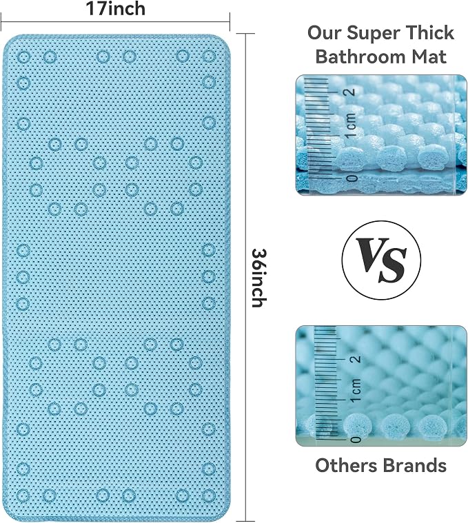 Double Layer Foam Non Slip Bathtub Mat 37x17in, More Comfortable and Thicker - Image 3