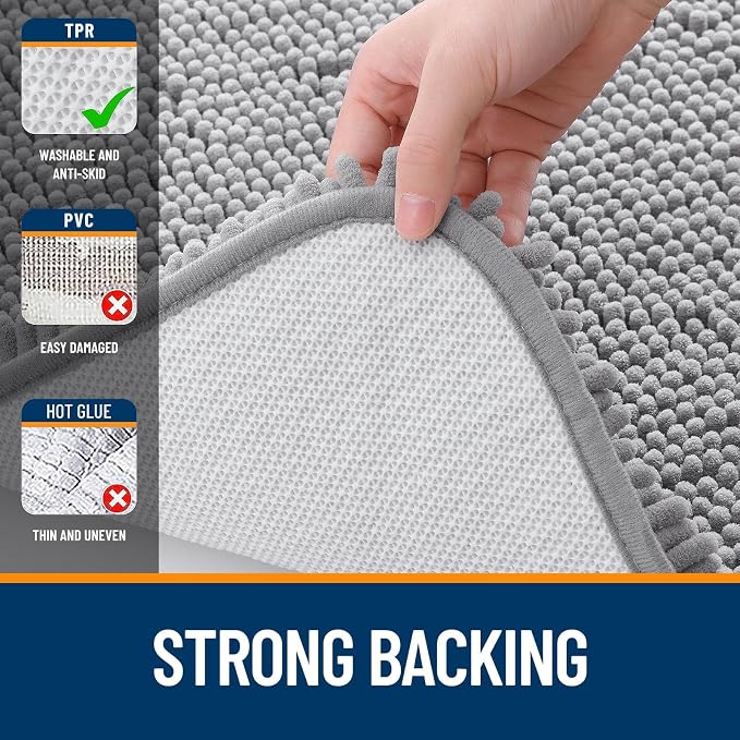 OLANLY Toilet Rugs U-Shaped 20x20, Extra Soft Absorbent Chenille Contour - Image 6