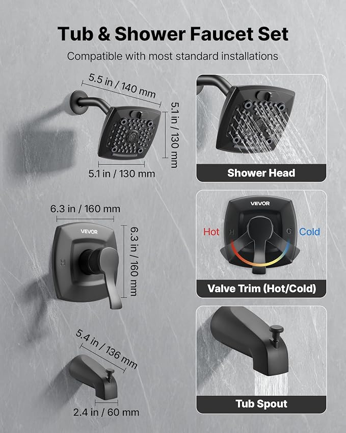 VEVOR Tub and Shower Faucet Set, Complete - Image 2