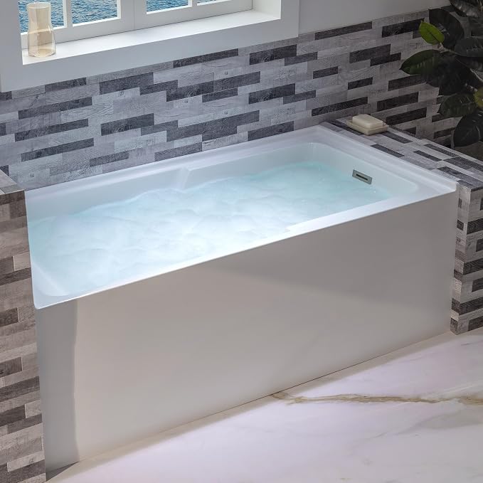 WOODBRIDGE 54" Acrylic Rectangular Alcove Soaking Bathtub in White - Image 9