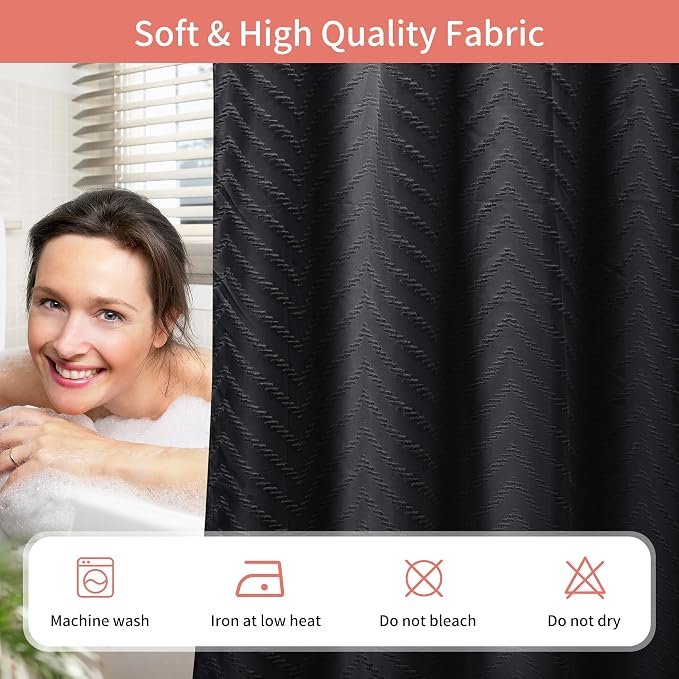 Hookless Shower Curtain with Snap in Liner 71" x 74" Double-Layer Waterproof - Image 5