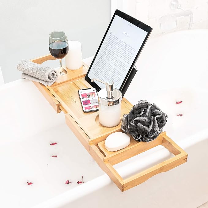Bamboo Bathtub Tray Caddy Expandable by Monsuri