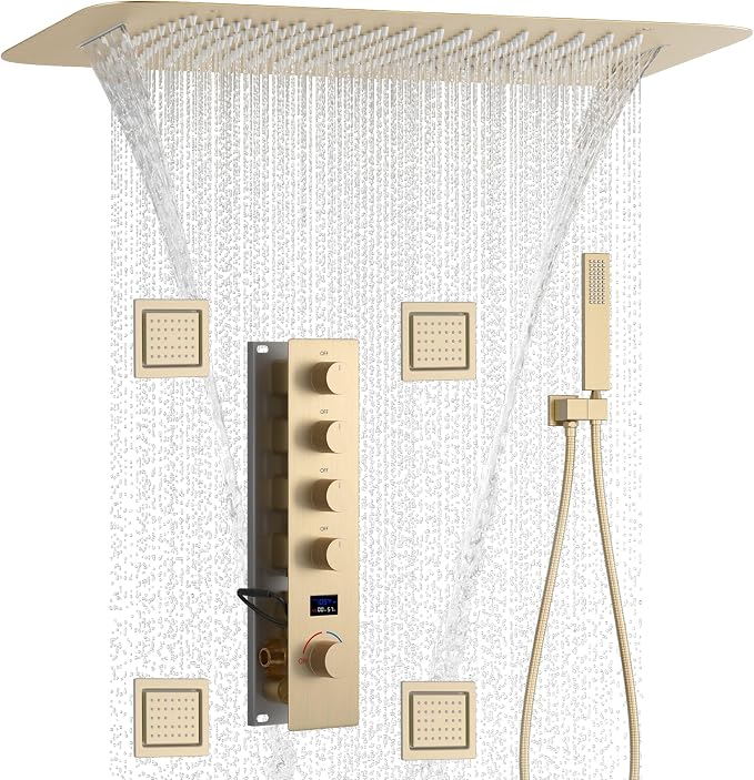 Brushed Gold Digital Display Shower System by KATAIS