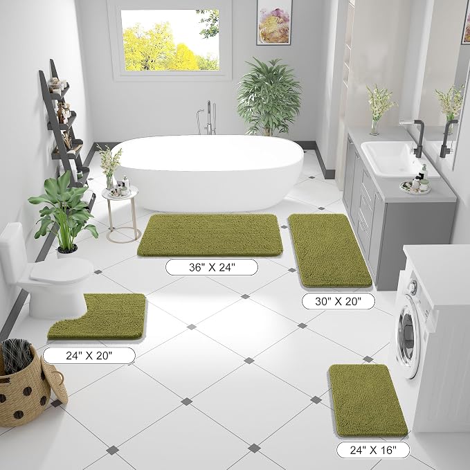 OLANLY Bathroom Rugs 24x16, Extra Soft Absorbent Chenille Bath Rugs, Rubber - Image 2