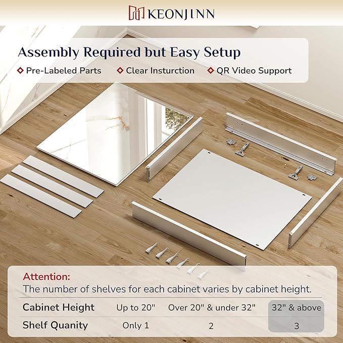 Keonjinn 24 x 32 Inch Silver Medicine Cabinet - Image 3