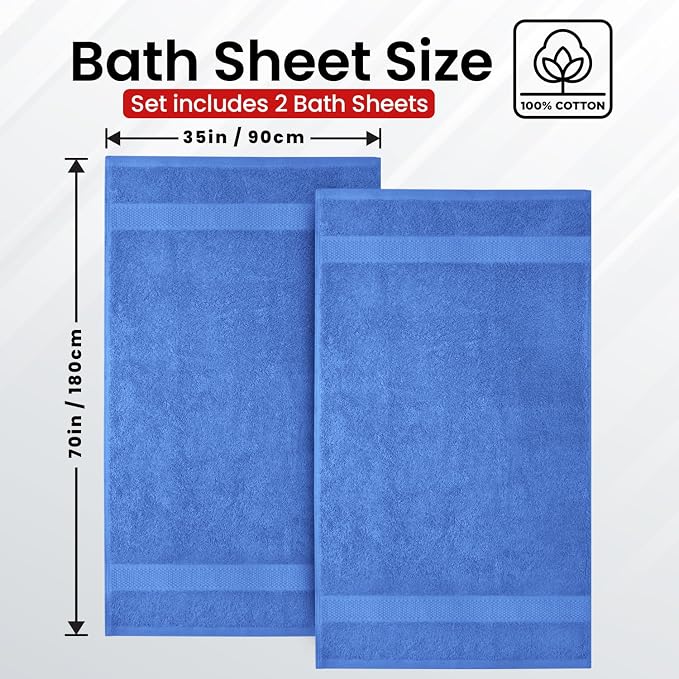 Infinitee Xclusives– Luxury Bath Sheets Towels – 2 Pack 600 GSM– 100% Ring Spun - Image 3