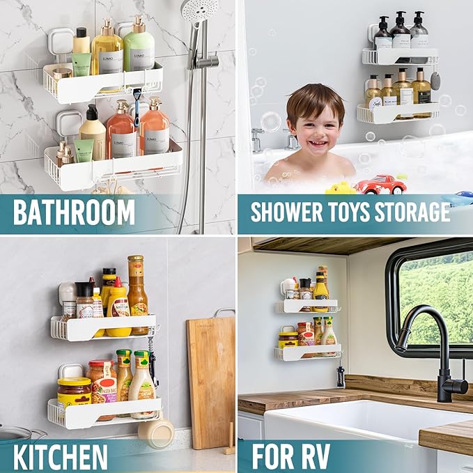 TAILI Shower Caddy Suction Cup 2 Pack, Stainless Steel Rustproof Shower Shelves - Image 4