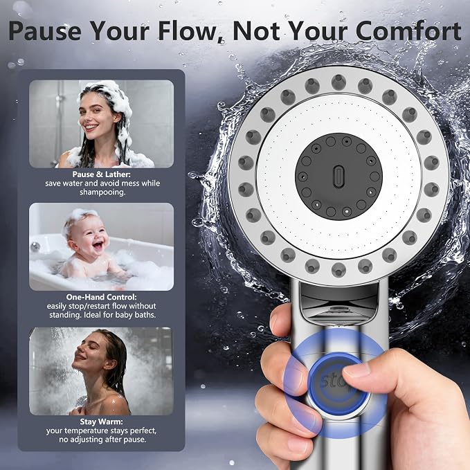 Filtered Shower Head with Handheld, High Pressure Water Flow and Multiple Spray - Image 5