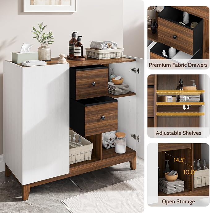 Bathroom Storage Cabinets with Drawers and Doors, Kitchen Storage Cabinet with - Image 6