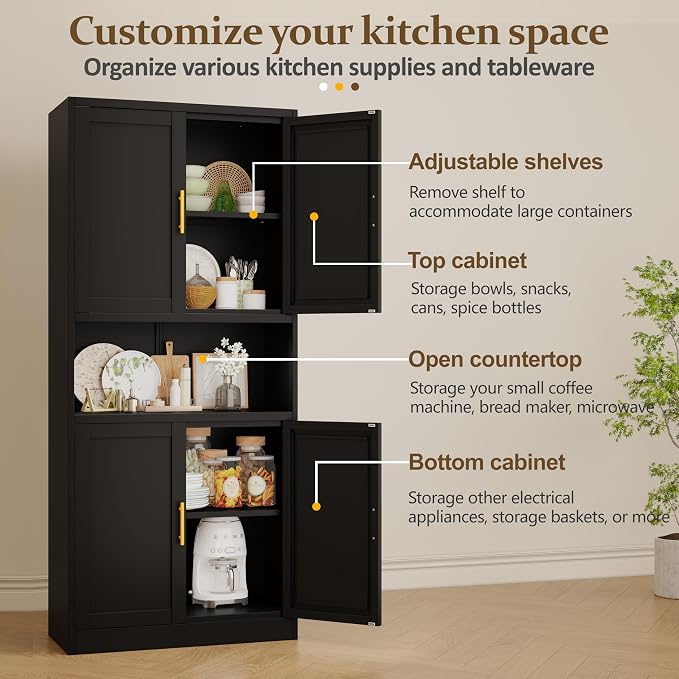 61.02" Tall Bathroom Storage, Kitchen Pantry Storage Cabinet - Image 6