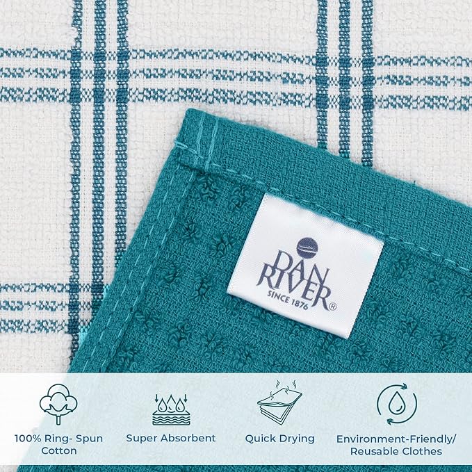 DAN RIVER Premium Dish Cloth 100% Cotton 12 X 12 Inches |Pack of 8|-Ultra Soft - Image 4