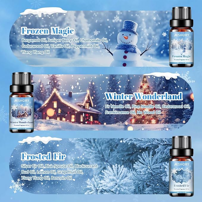Winter Essential Oils Set, 6 Premium Holiday Fragrance Oil - Image 3