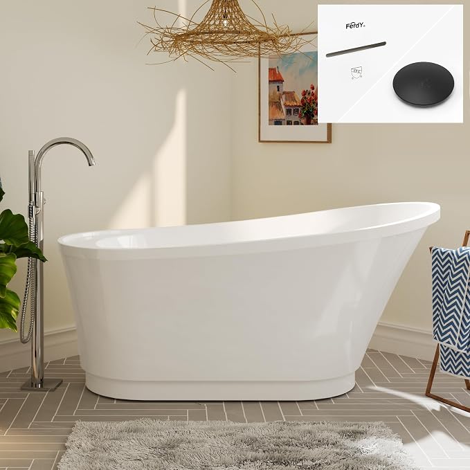 FerdY Langkawi 59" Acrylic Freestanding Bathtub, cUPC Certified, Matte Black by FerdY