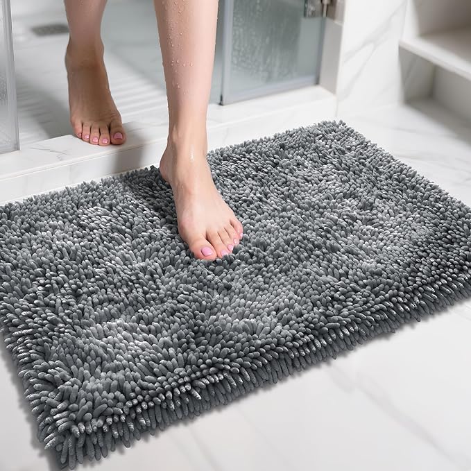 Yimobra Chenille Bathroom Rugs Non Slip, Extra Thick Soft Absorbent Bath Rug by Yimobra