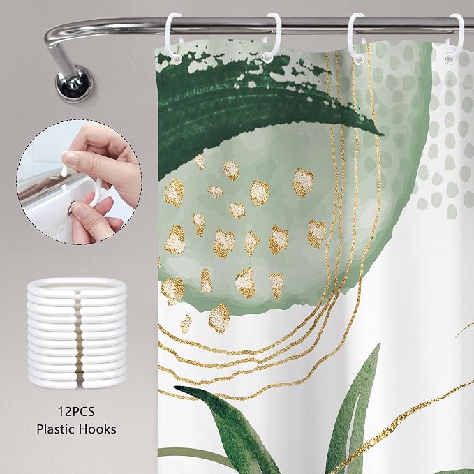 Sage Green Boho Shower Curtain 54Wx78H Small Stall Modern Abstract Mid Century - Image 6