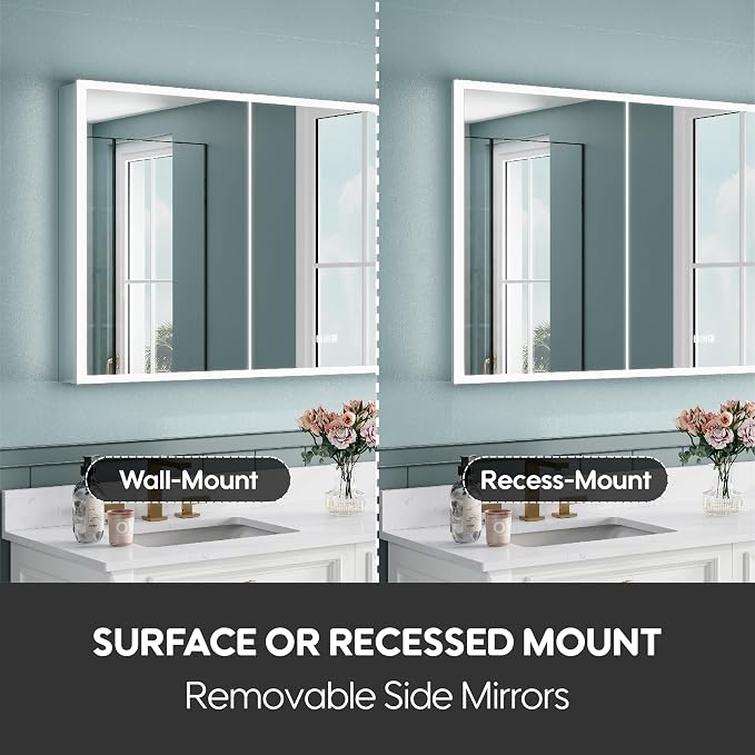 WELLFOR 60" X 30" LED Mirrored Bathroom Cabinet - Image 10