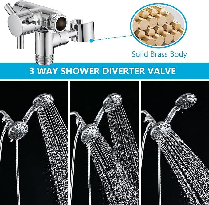 PDPBath Solid Brass 3 Way Shower Arm Diverter Valve - Image 4