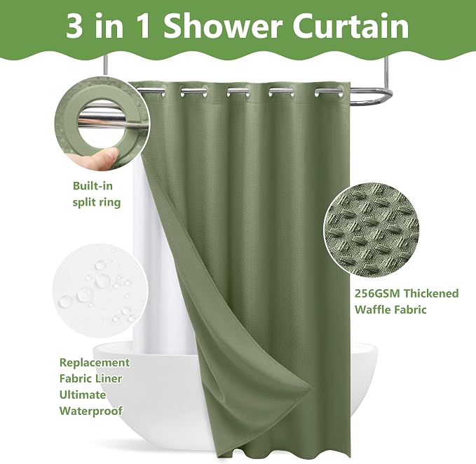 No Hook Waffle Weave Shower Curtain - Image 8
