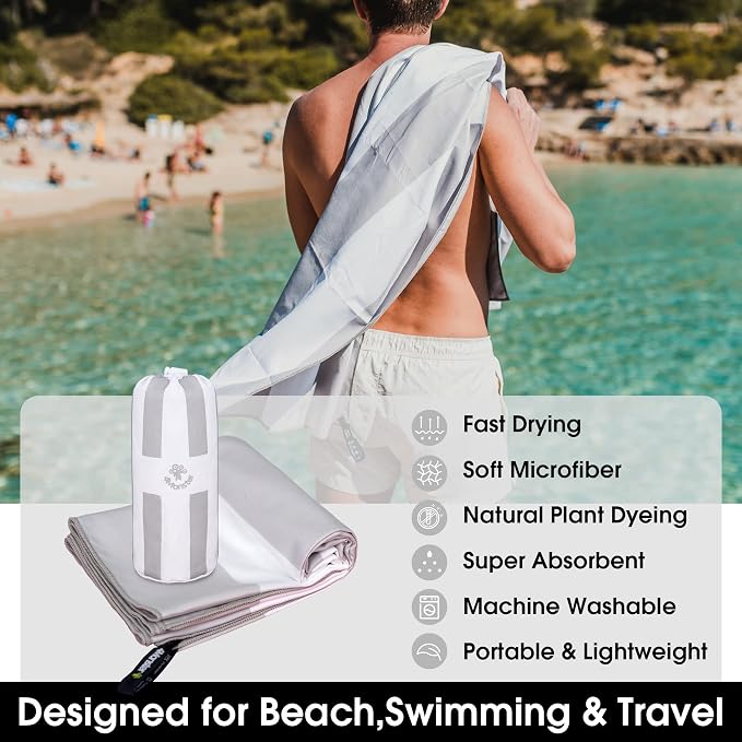 4Monster Microfiber Beach Towel Quick Dry, Super Absorbent Lightweight Travel - Image 2