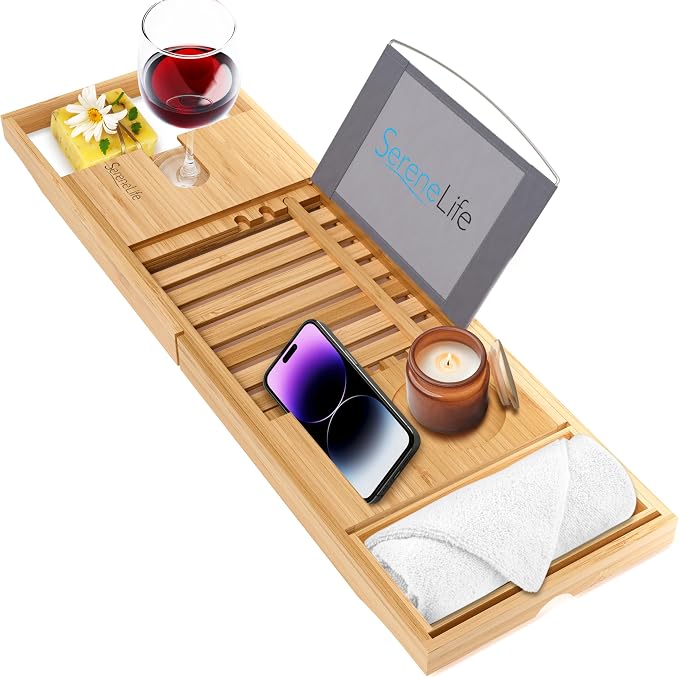 SereneLife Luxury Bamboo Bathtub Caddy Tray by SereneLife