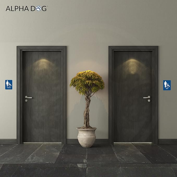 ALPHA DOG ADA SIGNS Men's Women's Restroom Sign Bundle, 8x6 inch, Business - Image 4