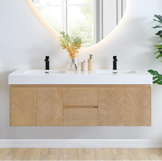 60 Inch Floating Sink Bathroom Vanity Wall Mount Double Vanities Overflow by ALTAIR