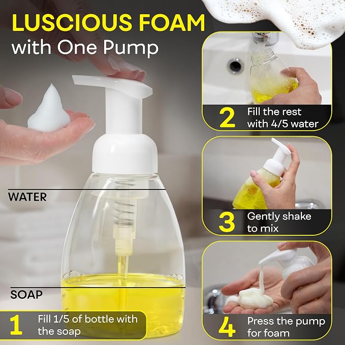 BRIGHTFROM Foaming Soap Dispenser Pump Bottles, BPA Free Empty Refillable - Image 5