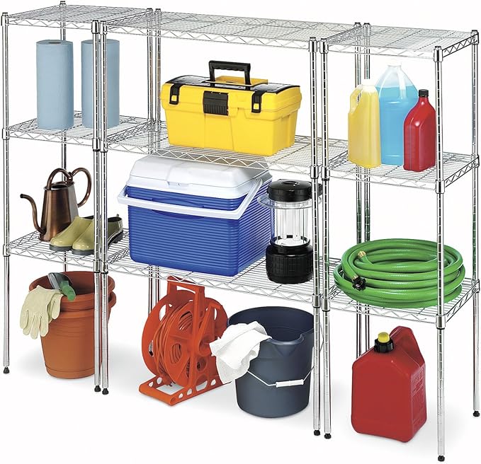 Whitmor Wire Shelving Unit, Metal Storage Shelves, Stacking Shelf - Image 5