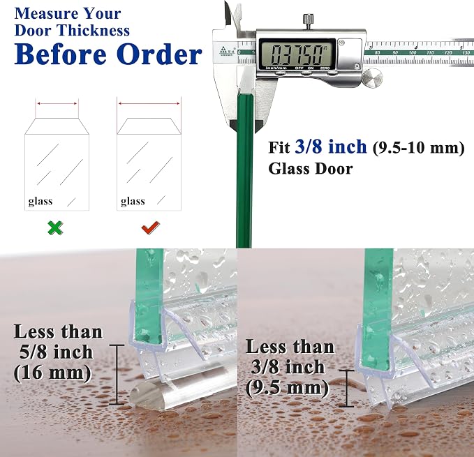 Frameless Shower Door Seal Strip 2 Pack x 39 Inch MD Glass Shower Door Bottom - Image 4