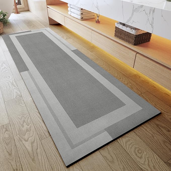 Extra Long Non Slip Bathroom Runner Bath Mat, Rubber Backing Ultra Thin Bath by YDKGL