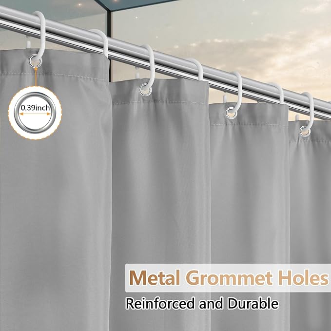 Light Grey Fabric Shower Curtain Liner - Image 6