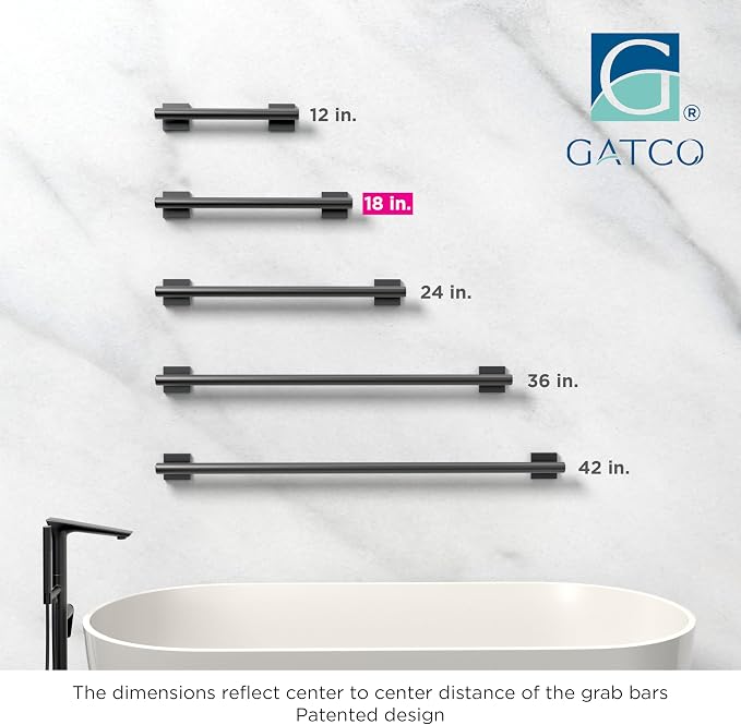 Gatco 942MX Elevate 18" L Grab Bar, Matte Black/ADA Compliant Stainless Steel - Image 3