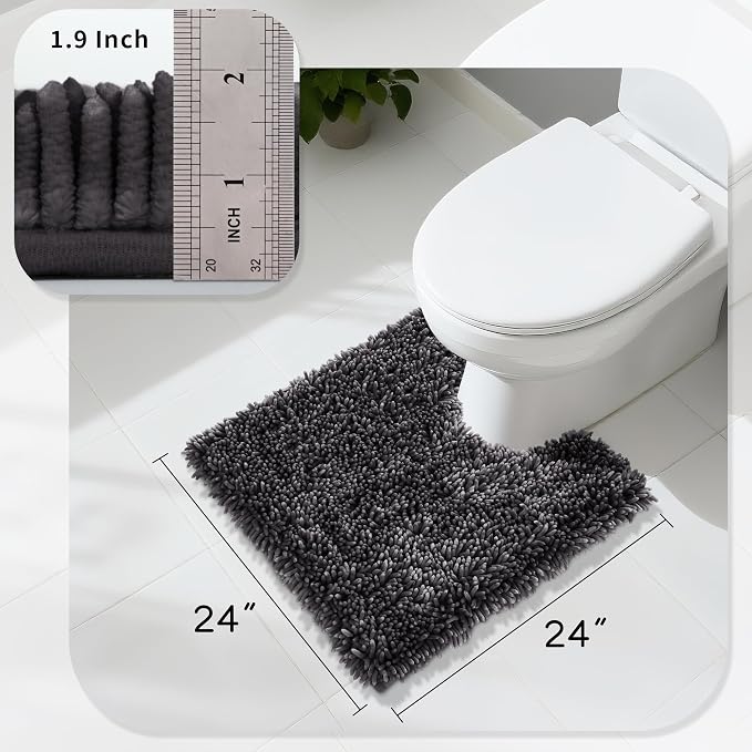 Yimobra Toilet Rugs U Shaped Washable, Extra Thick Soft Absorbent Chenille - Image 2