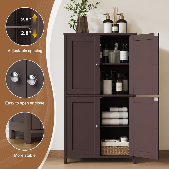 Nuturelly Bathroom Floor Storage Cabinet, Bathroom Organizers and Storage - Image 3