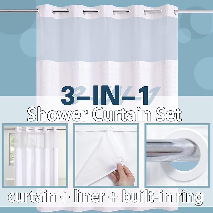 Conbo Mio Extra Long No Hook Shower Curtain - Image 2