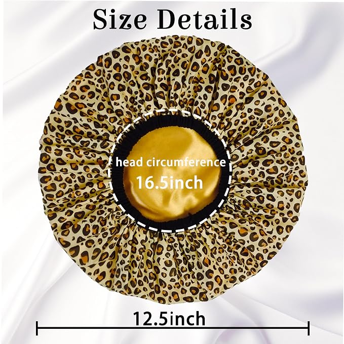 Shower Cap for Women, Shower Caps Reusable Waterproof, Large Plastic Satin - Image 5