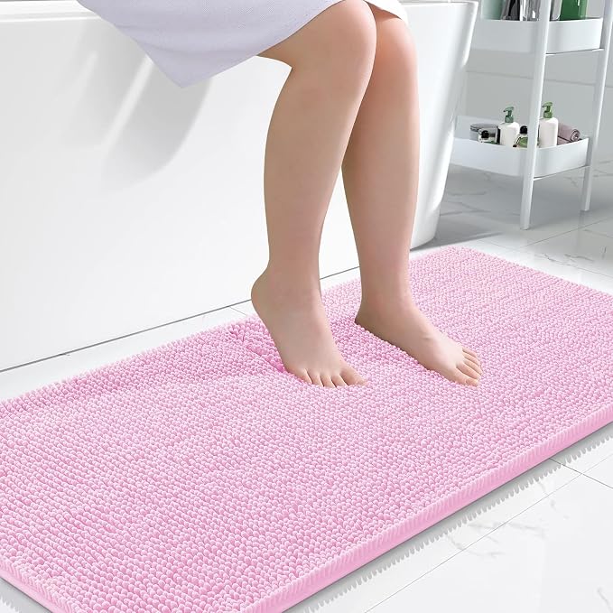 OLANLY Bathroom Rugs 47x24, Extra Soft Absorbent Chenille Bath Rugs, Rubber by OLANLY