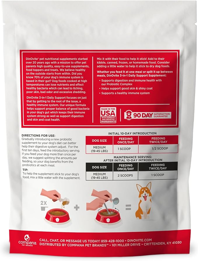 Dinovite 3 in 1 Probiotic for Medium Dogs, Skin & Coat, Digestive Health & - Image 2