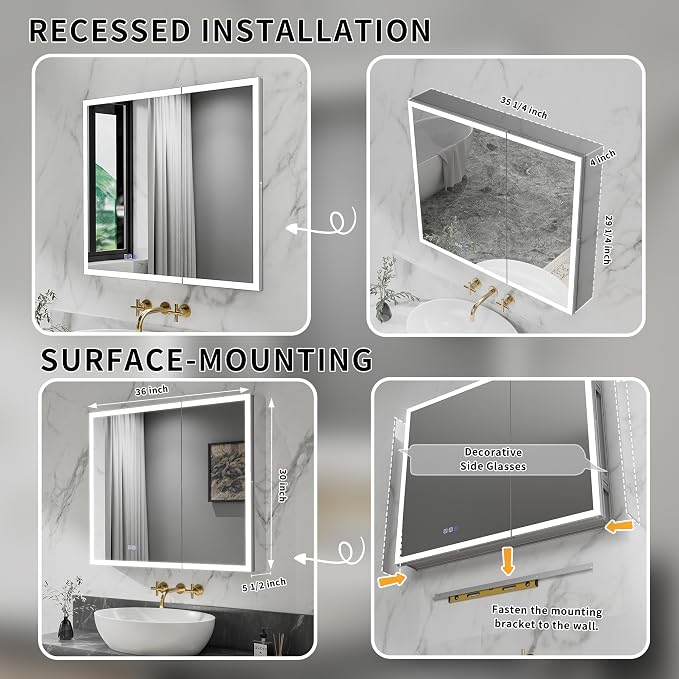 GroGro LED Lighted Bathroom Medicine Cabinet - Image 9