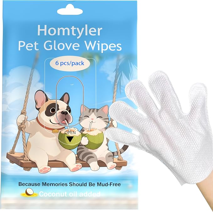 Dog Wipes Cleaning Deodorizing & Washing Gloves by Homtyler