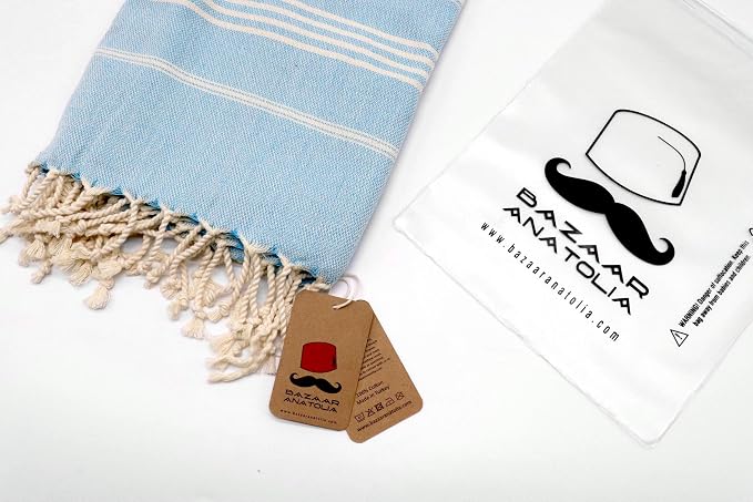 Bazaar Anatolia Slim Line Turkish Towel 100% Cotton Peshtemal Beach Towel 76x38 - Image 7