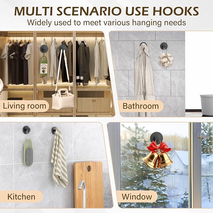 Shower Suction Cup Hooks, Heavy Duty Bathroom Wall Hooks - Image 4