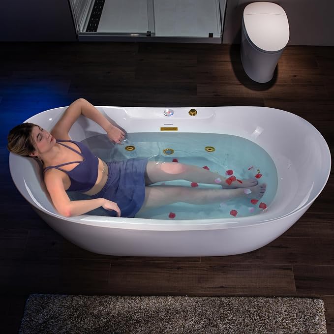 WOODBRIDGE 72" x 35-3/8" Whirlpool and Air Bath Heated Soaking Combination Tub - Image 3