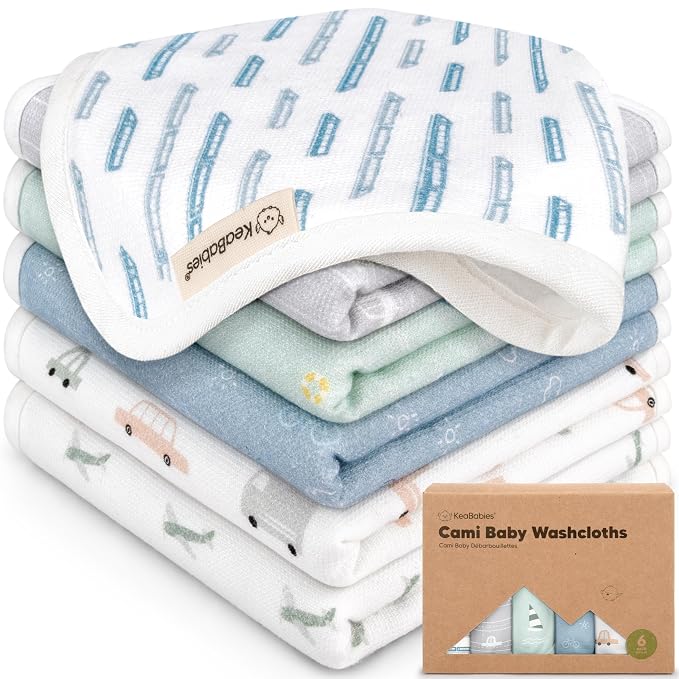 6-Pack Cotton Baby Washcloths for Newborn by KeaBabies