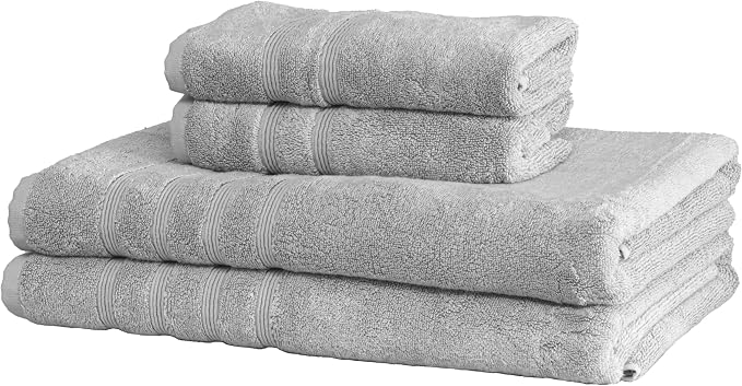 Mosobam Luxury Turkish 4pc XL Towel Set 35X70 16X30 Light Grey Oversize 700 GSM by Mosobam