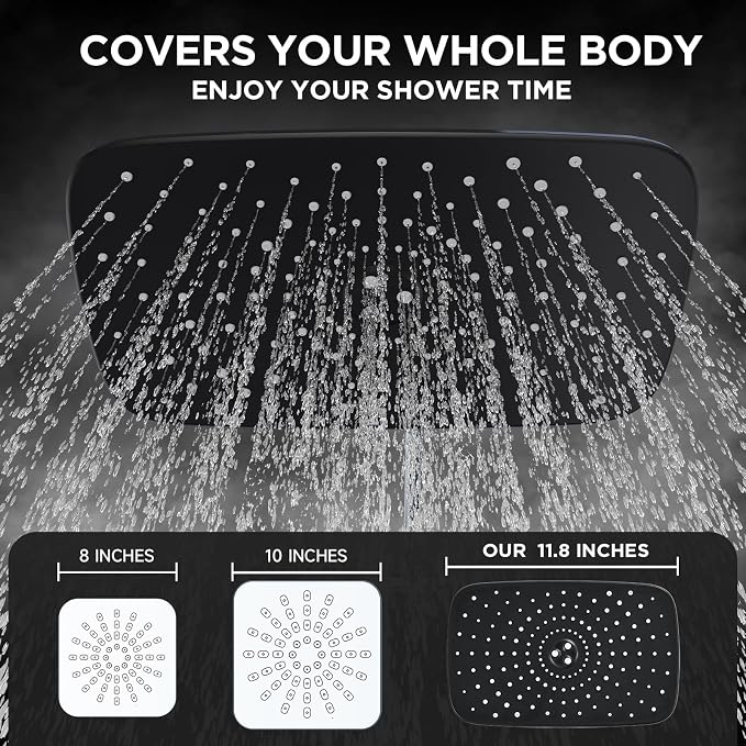 Veken 11.8'' Rain Black Shower Head - Image 2