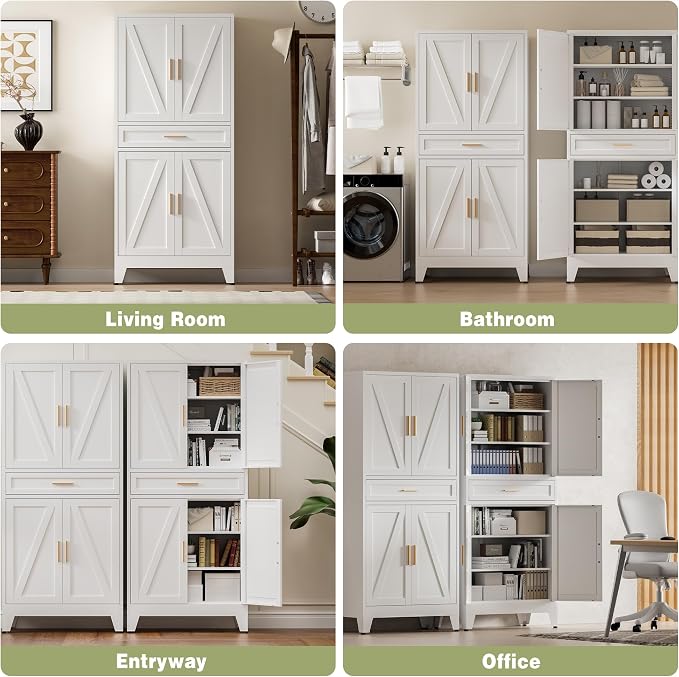 COFaR 71" Tall Kitchen Pantry, Farmhouse Storage Cabinet - Image 4