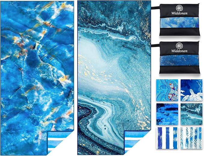 Lightweight Thin Microfiber Beach Towel Sand Free Quick Dry Absorbent Compact by WIDDONEN