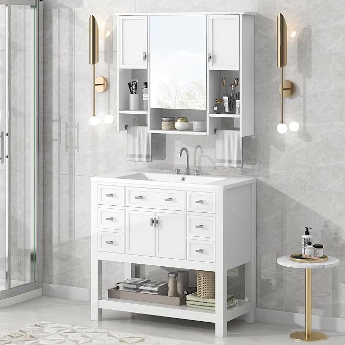 Bathroom Medicine Cabinet, Wall Mounted Bathroom Storage Cabinet - Image 7