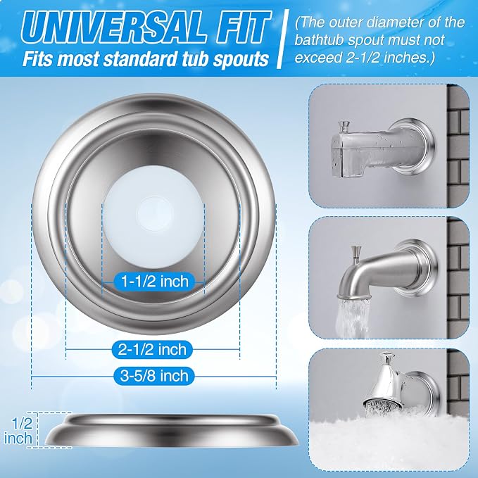 Dreyoo Metal Tub Spout Cover Ring, Bathtub Spout Trim Plate Ring - Image 3
